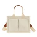 Canvas Crossbody Taske Håndtaske Stor Kapacitet Skoletaske Beige