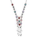 Miniatyrbilde 1 av 3: Elegant Bohemian Rose Retro Rhinestone Turkis Sølv Gull Langt Etnisk Kjede Halskjede For Kvinner A