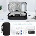 Miniatyrbild 6 av 7: Dubbellagersväska för elektroniktillbehör, kabelorganiserare, universell reseväska för kablar, powerbank, USB-minne, laddare, hårddisk A-black