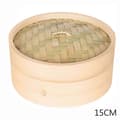 Bambusteamer Korg Dumplings Steamer Matlagningsverktyg för Kök med Lock Bambu Kakformar Kokset 15CM