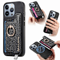Pikkukuva 1 / 5: B5 iPhone 16 Pro Max -kotelo 2-in-1 Magneettinen irrotettava korttipidike Nahka + TPU Puhelimen suojus - Musta Black