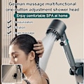 Miniatyrbillede 2 af 5: Tysk Multifunktionel Massagebruser - Højtryks 3-Mode Håndholdt Brusehoved, Tysk Massage Multifunktionel One-Button Justering Højtryk