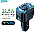 Miniatyrbillede 2 af 5: 22,5W Superhurtig Opladning FM-Sendemodul Bluetooth Bil Audio Håndfri Mp3 Afspiller Dobbelt USB Billader Bluetooth Adapter