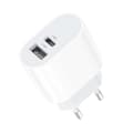 Dual Port Hurtiglader USB-C for iPhone 11/12/13/14,15, Samsung Hvit