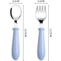 Miniatyrbild 3 av 7: 3Set/6PCS Baby Gaffel och Sked, Småbarnsbestick i Rostfritt Stål Gafflar Skedar Silverware Set med Rund Handtag Barn Barnbestick Bestick x Gafflar