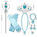 Miniatyrbild 2 av 5: 7-pack Prinsessutklädningsaccessoarer Presentförpackning, Vacker Krona, Scepter, Halsband, Handskar, Presenter till Flickor Blå