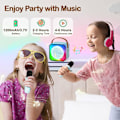 Miniatyrbild 4 av 8: Karaokemaskin för barn med 2 mikrofoner, bärbar Bluetooth-högtalare med färgglada LED-lampor, röstförändring, minikaraokemaskin för födelsedagspresenter Blue