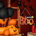 Pikkukuva 4 / 5: Halloween-koristeet, Halloween-puinen riippuva kyltti Kurpitsa-keskipisteet Boo-koriste juhliin ja illalliseen BOO