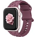 Miniatyrbilde 2 av 8: Gravert Rem for Apple Watch-reimer, iwatch-reim Kvinner, Myk Silikon Rose Blomstermønster Bånd for iWatch Series-reim Cherry/Brown 38/40/41mm