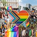 Pikkukuva 7 / 8: 5 kpl Biseksuaalinen ylpeys sydänmuotoinen rintaneula, pinssi, lippu, rintaneula Progress Heart 5pcs