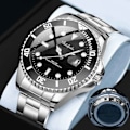 Miniatyrbilde 5 av 5: Halloween Gave Green Submariner Automatisk Mekanisk Klokker Svart Submariner Herre Business Klokker Rustfritt Stål Armbånd Lysende Vanntett Green