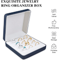 Miniatyrbillede 4 af 7: Smykke Ring Organizer Box, Lille Smykkeæske, Rejse Smykkeetui, Bærbar Ring Opbevaring Display Case, PU Læder Ringe Bakke Holder Box Blue