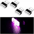 Miniatyrbillede 1 af 5: 4 stk. USB LED Bil Lys, Mini USB Bil Lys, Plug-in USB Interface Bagagerums Stemningsbelysning Bærbar Natlampe Pink