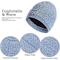 Miniatyrbilde 3 av 7: Vinter Unisex Beanie Hatt, Skjerf og Hansker Sett, Elastisk Strikket Hatt Langt Skjerf Berøringsskjermhansker Med Tykk Fleece Innerfôr for Menn og Kvinner Light Blue