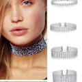 Miniatyrbilde 2 av 5: Rhinestone Choker Halskjede Sølv Glitrende Krystall Halskjeder Brude Halskjede Smykker for Kvinner 2