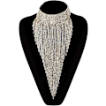 Miniatyrbilde 4 av 6: Rhinestone Statement Halskjede for Kvinner Tassel Bib Choker Krage Chunky Kostymesmykker A