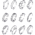 Miniatyrbild 1 av 5: 12-pack Boho Ringar / Örhängen - Justerbart silver