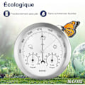 Miniatyrbillede 5 af 5: Analog Indendørs/udendørs Vejrbarometerstation Rustfrit Stålstel Inkluderer Barometer, Hygrometer og Termometer Flerfarvet Valgfri White