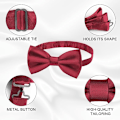Miniatyrbild 3 av 6: Herr Bow Tie, Klassisk enfärgad förknuten Bow Tie för män, Satin Tux Bowtie, Justerbar formell nackband för fester, bröllop Maroon Red