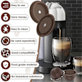 Miniatyrbillede 4 af 5: 5 stk. Genanvendelige Vertuo Kapsler til Nespresso Maskine, Kaffekapsel med 2 Silikonelåg, 1 Ske og Børste, (150ml)