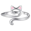 Miniatyrbillede 8 af 8: Justerbar Størrelse Ring Katteører Hæklet Ring Begynder Strikning Silver