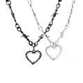 Miniatyrbillede 2 af 10: Gotisk Hjerte Halskæde Hjerte Choker Clavicle Kæde Goth Smykker Halloween Jul Valentinsdag Gave Til Kvinder Mænd Par Sølv