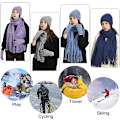 Miniatyrbilde 7 av 7: Vinter Unisex Beanie Hatt, Skjerf og Hansker Sett, Elastisk Strikket Hatt Langt Skjerf Berøringsskjermhansker Med Tykk Fleece Innerfôr for Menn og Kvinner Medium Gray