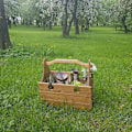 Miniatyrbillede 2 af 2: Sammenklappeligt picnicbord i træ til udendørs brug, transportabelt vin-picnicbord, 2-i-1 picnicbord konvertibel opbevaringskurv i træ, til udendørs picnic