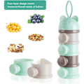 Miniatyrbild 4 av 7: Mjölkpulverbehållare för Bebisar, Portabel 4 Lager 270ml Per Lager Twist-Lock Fack, Stapelbara Burkar för Barnmat Green/Grey
