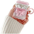 Miniatyrbild 1 av 5: Kompatibel med AirPods-fodral Mjukt transparent TPU med söt 3D-färgad rosettdesign Stötsäker nyckelringsfodral för flickor Kvinnor Airpods 3