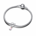 Miniatyrbilde 7 av 7: Pandora Tofarget Omsluttet Hjerte Charm S925 Sterling Sølv - 783242C01