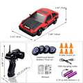 Miniatyrbilde 2 av 5: RC Driftbil, 15 km/t, ripebestandig, lett, oppladbar, lav friksjon, fjernstyrt bil Red
