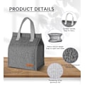 Miniatyrbilde 3 av 6: Lunsjposer for Kvinner Menn, Bærbar Isolerende Lunsjpose Vannresistent Lekkasjesikker Lunsjboks Tote Bag for Barn Jenter Gutter Voksne Grey