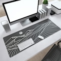 Miniatyrbillede 7 af 7: Stor Gaming Mousepad med Syet Kant, Minimalistisk Bjerg Desk Mat, Udvidet Mousepad med Anti-Slip Bund