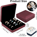 Miniatyrbillede 2 af 7: Smykke Ring Organizer Box, Lille Smykkeæske, Rejse Smykkeetui, Bærbar Ring Opbevaring Display Case, PU Læder Ringe Bakke Holder Box Red