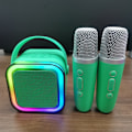 Pikkukuva 1 / 9: Mini Karaoke-laite lapsille ja aikuisille, kannettava Bluetooth-karaokekaiutin 2 langattomalla mikrofonilla, täydellinen lahja tyttöjen syntymäpäiväjuhliin Emerald green