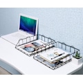 Miniatyrbilde 6 av 6: 2-nivå A4 Metallstativ Stablet Kontor Skrivebord Opprydding Filholder Magasin Oppbevaring Papirarrangør Black Style 1