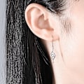 Miniatyrbilde 5 av 7: Sølv dinglende øredobber med cubic zirconia, allergivennlige øredobber