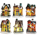 Miniatyrbillede 1 af 5: 6 Julebyhuse med belysning, julepynt, 5,5 * 4,5 * 8 cm