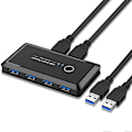 Pikkukuva 1 / 5: USB 3.0 -kytkinvalitsin, 2 tietokonetta jakavat 4 laitetta, sopii hiirelle, näppäimistölle ja tulostimelle