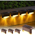 Miniatyrbild 1 av 5: Solcellsdrivna trappljus, 4-pack, Vattentät LED-trappbelysning för utomhustrappor