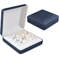 Miniatyrbillede 1 af 7: Smykke Ring Organizer Box, Lille Smykkeæske, Rejse Smykkeetui, Bærbar Ring Opbevaring Display Case, PU Læder Ringe Bakke Holder Box Blue
