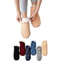 Miniatyrbillede 1 af 5: 1 Par Vævede Indendørs Sokker Sutsko i Velour, Skridsikre Termosokker til Indendørs Brug, Farvel til Følelsesløshed, Hævelse Beige L for EU Size 43-45