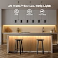Miniatyrbild 2 av 6: 3m Batteridrivna LED-remsor med Fjärrkontroll, 90 LED-lampor Vattentäta, 8 Lägen, Dimbar, Timer, Självhäftande, Klippbar för Sovrumsspegel Warm White