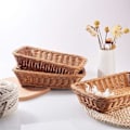 Miniatyrbild 4 av 5: Vävda korgar, set om 3 polykorgar för brödförvaring i polykorgar för mat, frukt, grönsaker, servering, restaurang, hemmakök Brown