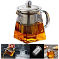 Miniatyrbillede 1 af 5: Glastekande 350 ml Tekande til én person med varmebestandig rustfri stålsi Perfekt til te og kaffe (350ML)