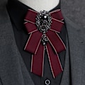 Miniatyrbilde 3 av 5: Mote-slips for menn og kvinner med sløyfe og strass-brosje, luksuriøs bryllups-slips, justerbar, formell fest, håndlaget Navy Blue