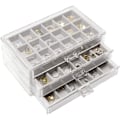 Miniatyrbillede 1 af 7: Akryl smykkeskrin til kvinder med 3 skuffer, justerbart til ringe, øreringe, halskæder, stabelbar smykkeholder, øreringeorganisator, kosmetikopbevaringsboks