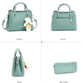 Miniatyrbilde 4 av 5: Dame Crossbody Mote Topphåndtak Vesker Dame Skuldervesker PU Lær Satchel Veske Jenter Messenger Vesker Lommebøker Håndveske med Bjørneanheng Khaki