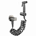 Miniatyrbilde 3 av 5: Bidet-sprøyte i grått metall, dusjsett for toalett, børstet grått messing, Shattaf dusjhode, kobberventilsett, bidet-kran GD12 Set C